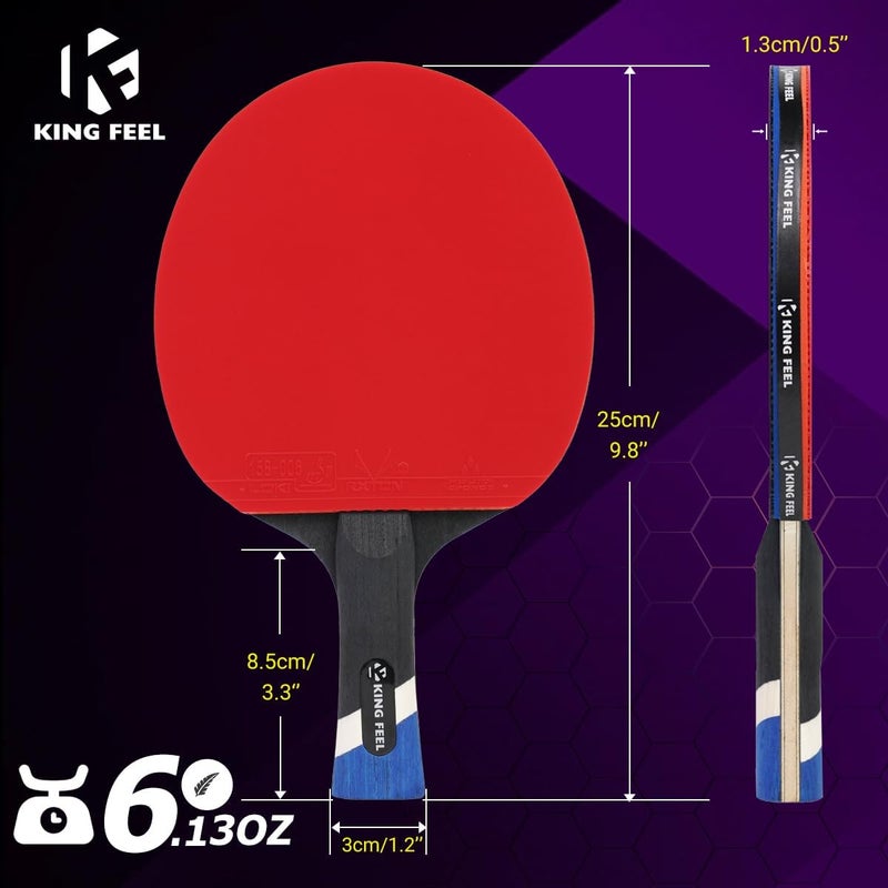 KINGFEEL Professional Ping Pong Paddles-Lightweight Carbon Fiber Table Tennis Rackets with 7-Ply Blade, 2.0mm Premium Sponge, ITTF Approved Rubber - for Tournament-Level Performance Table Tennis Paddles - Image 4